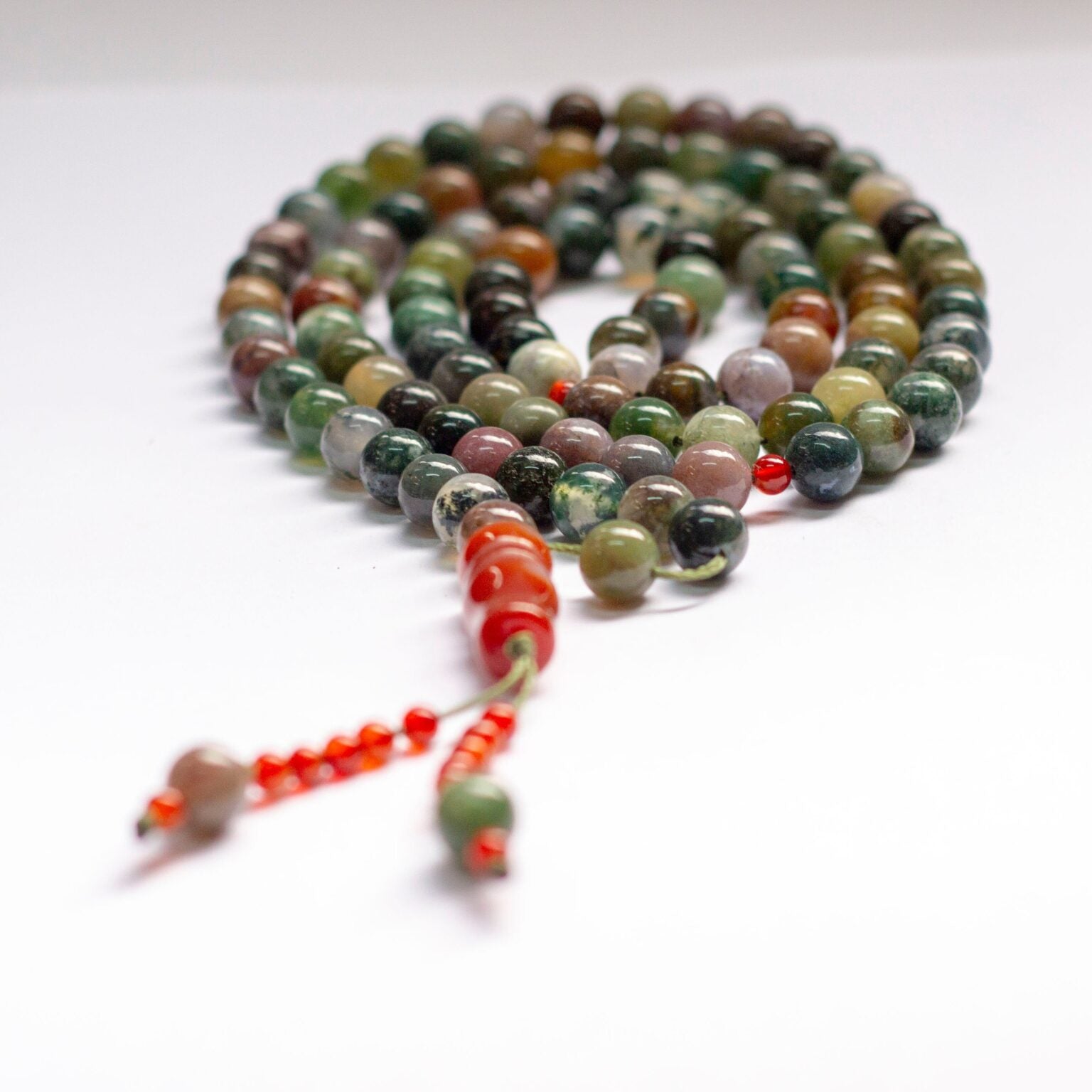 Moss Agate Rosary (100 Beads) 8mm - Aquarius Stones