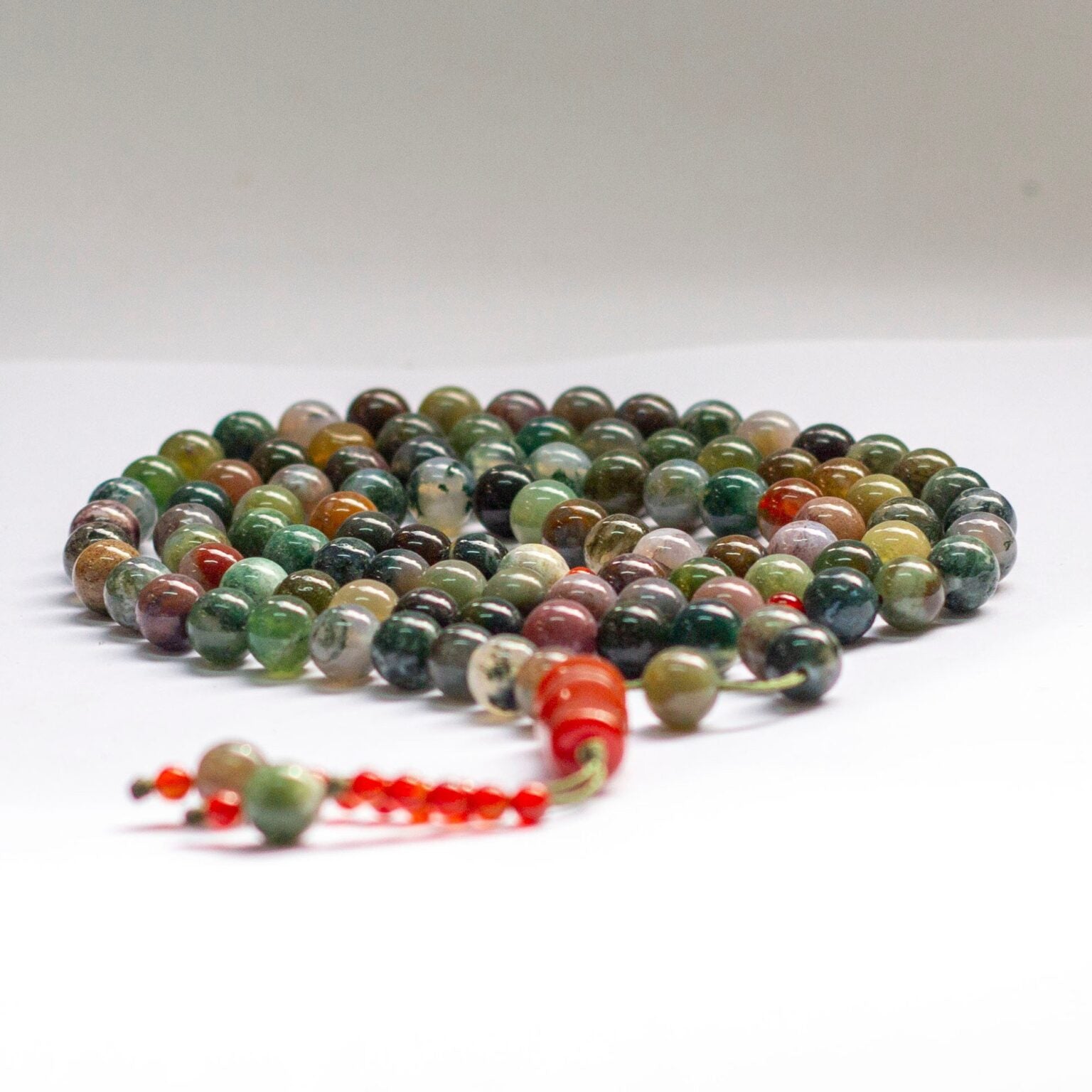 Moss Agate Rosary (100 Beads) 8mm - Aquarius Stones