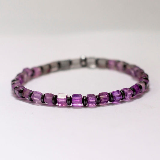 Amethyst Bracelet β 5mm cube - Aquarius Stones