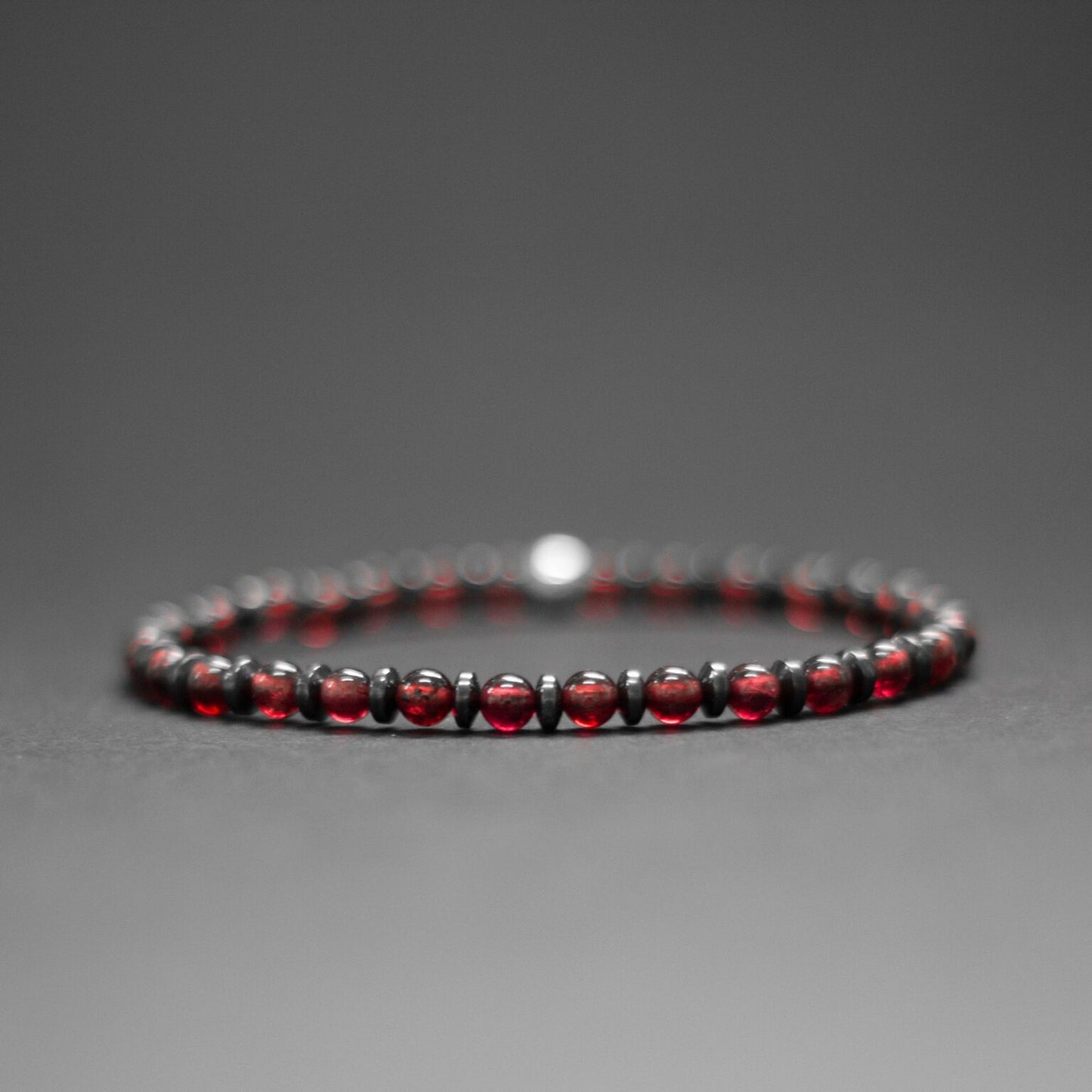 Garnet and Grey Hematite Bracelet 4mm – Pulse Collection - Aquarius Stones