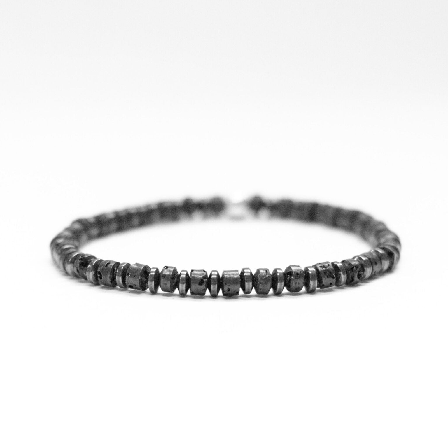 Lava and grey Hematite Bracelet 4mm – Pulse Collection - Aquarius Stones
