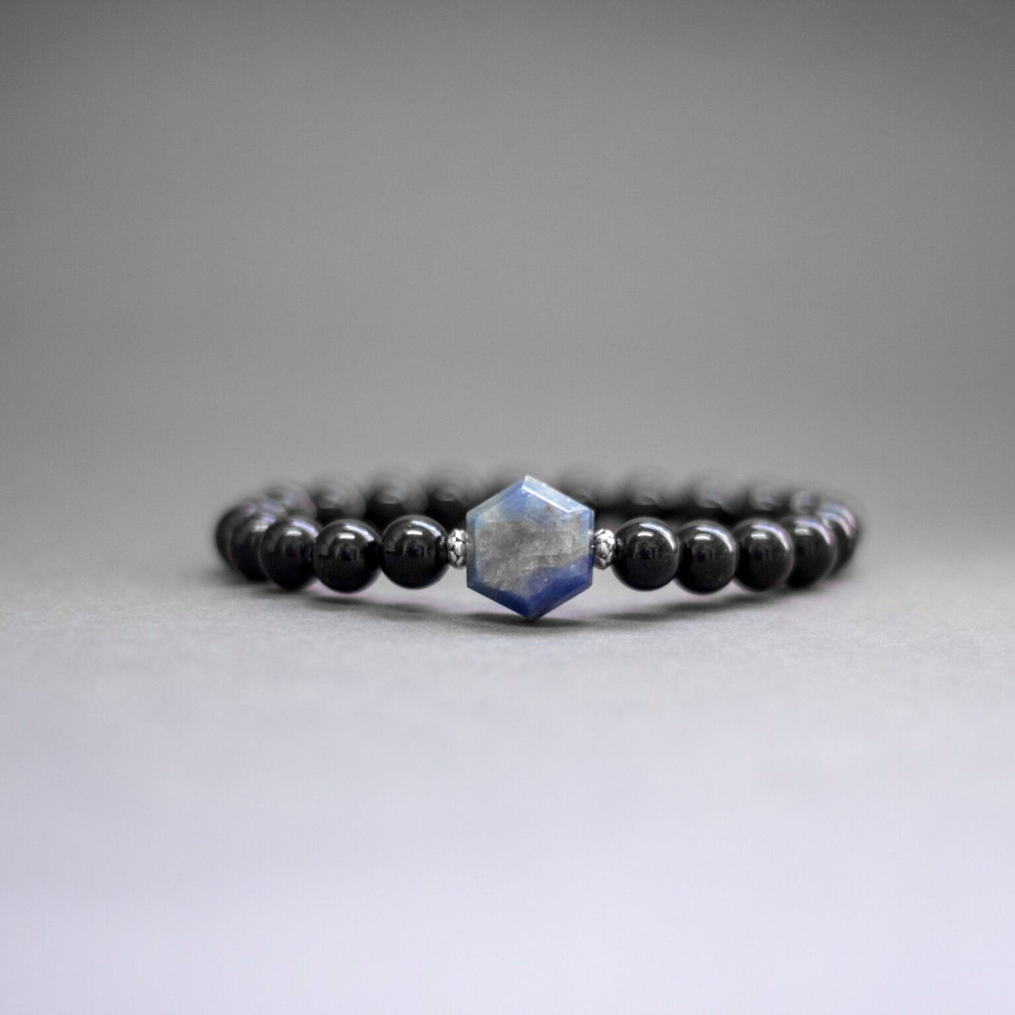 Sapphire and Black Tourmaline Bracelet – 8mm - Aquarius Stones