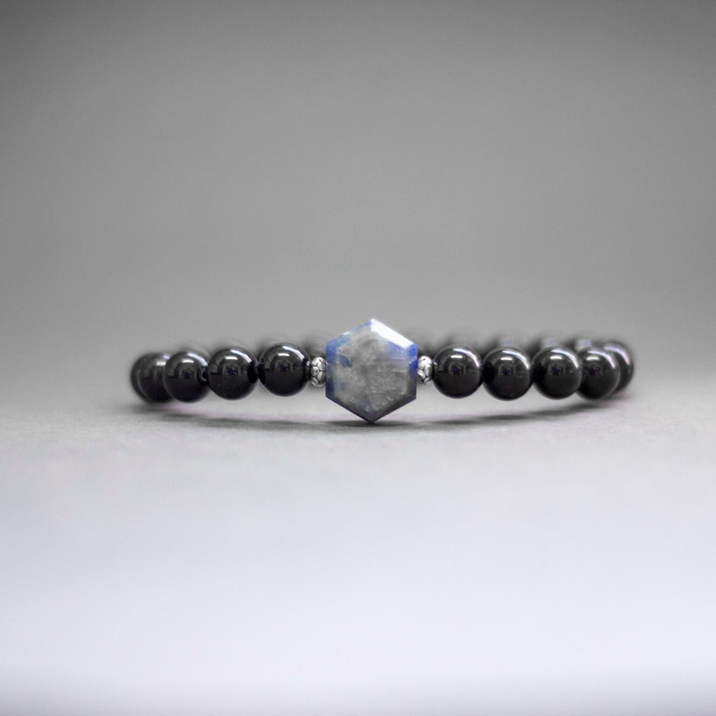 Sapphire and Black Tourmaline Bracelet – 8mm - Aquarius Stones