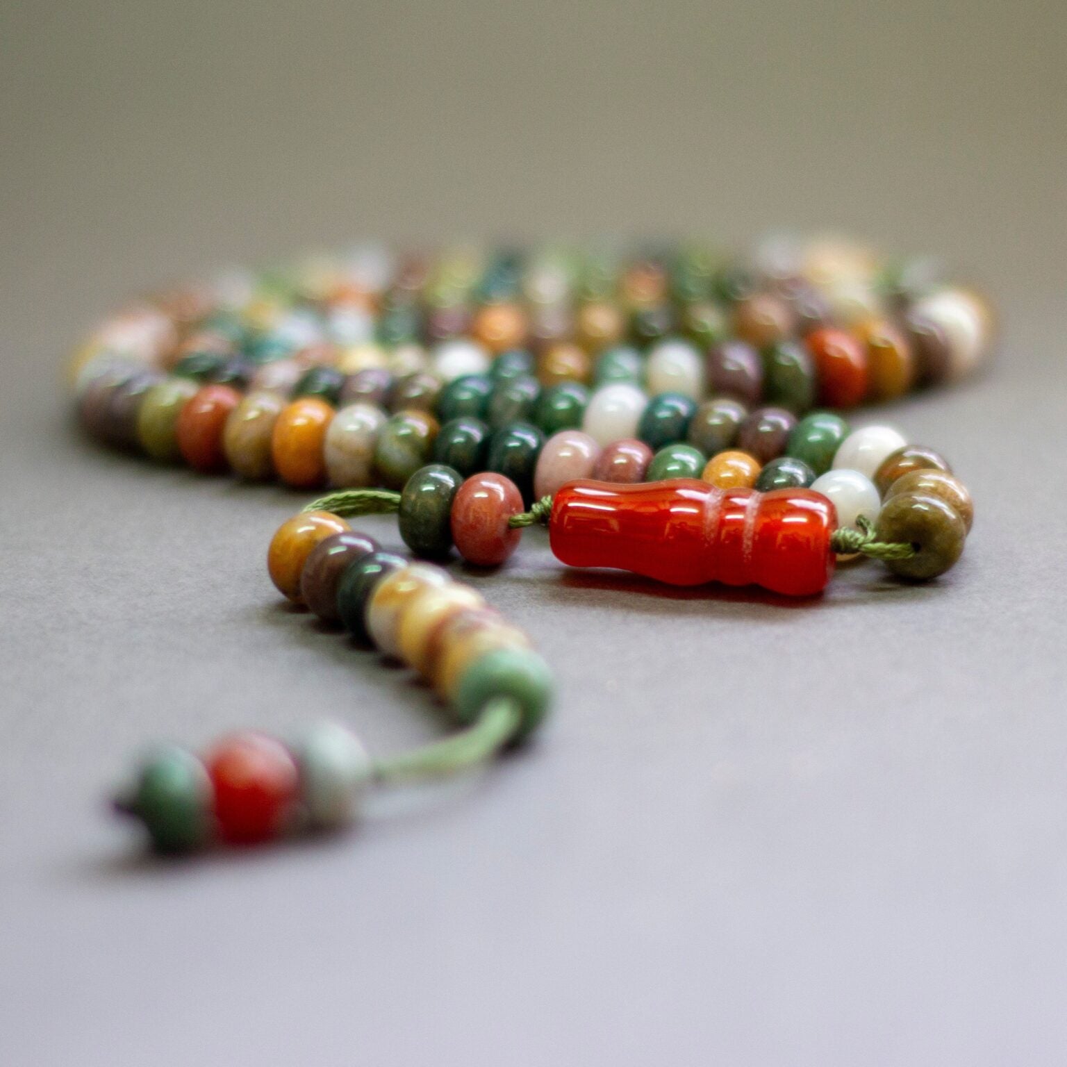 Moss Agate Rosary (100 beads) grade A - Aquarius Stones