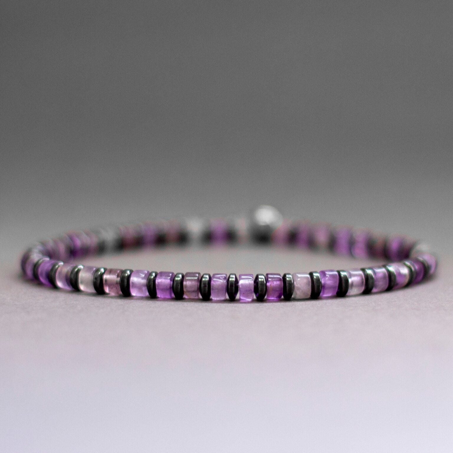 Amethyst and Grey Hematite 4mm – Pulse Collection - Aquarius Stones