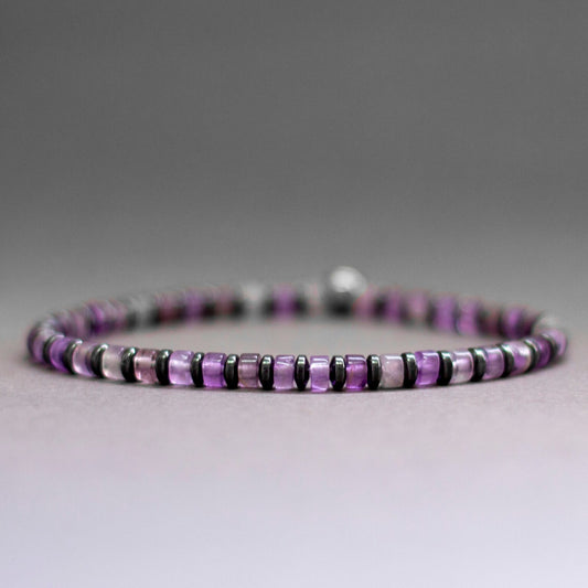 Amethyst and Grey Hematite 4mm β Pulse Collection - Aquarius Stones
