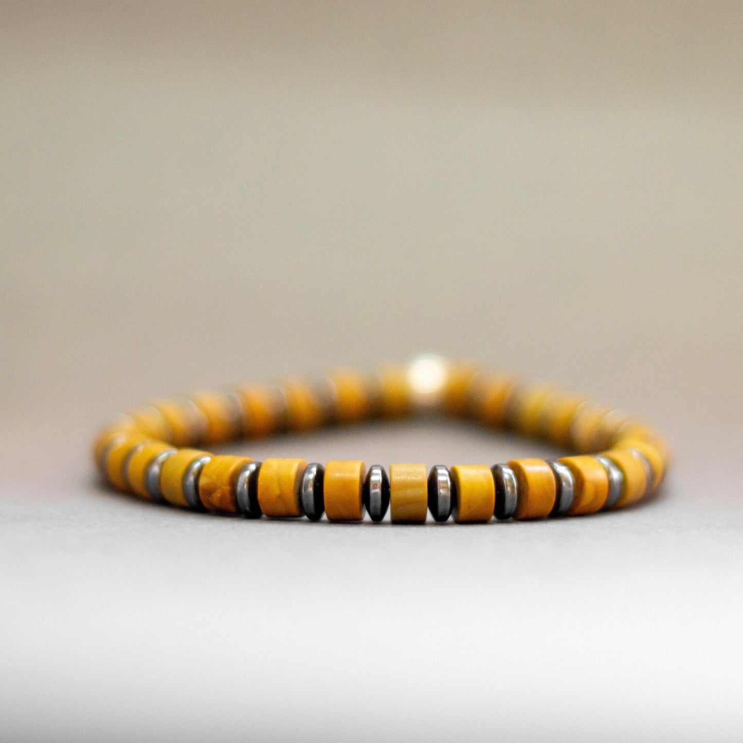 Picture Jasper and Hematite Bracelet 6mm - Aquarius Stones