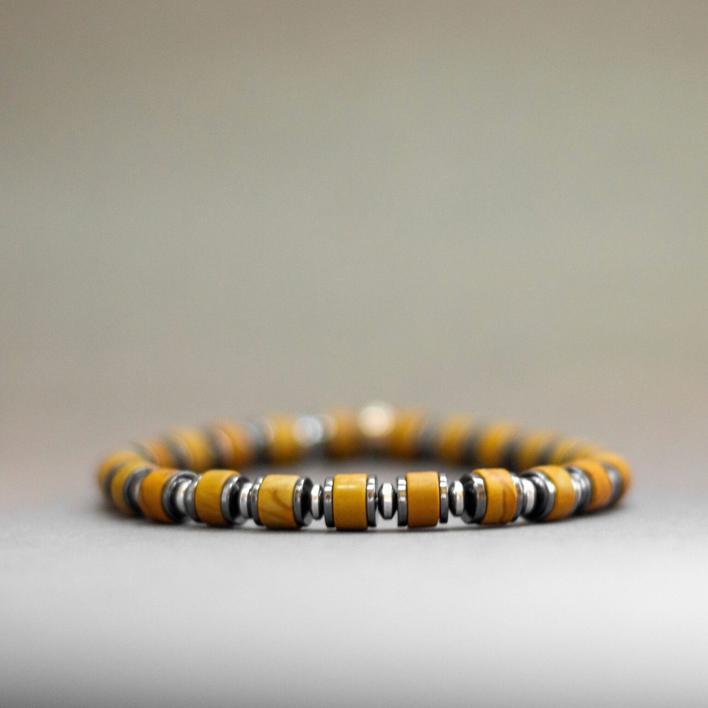 Picture Jasper and Hematite Bracelet 6mm – Light Halo collection - Aquarius Stones