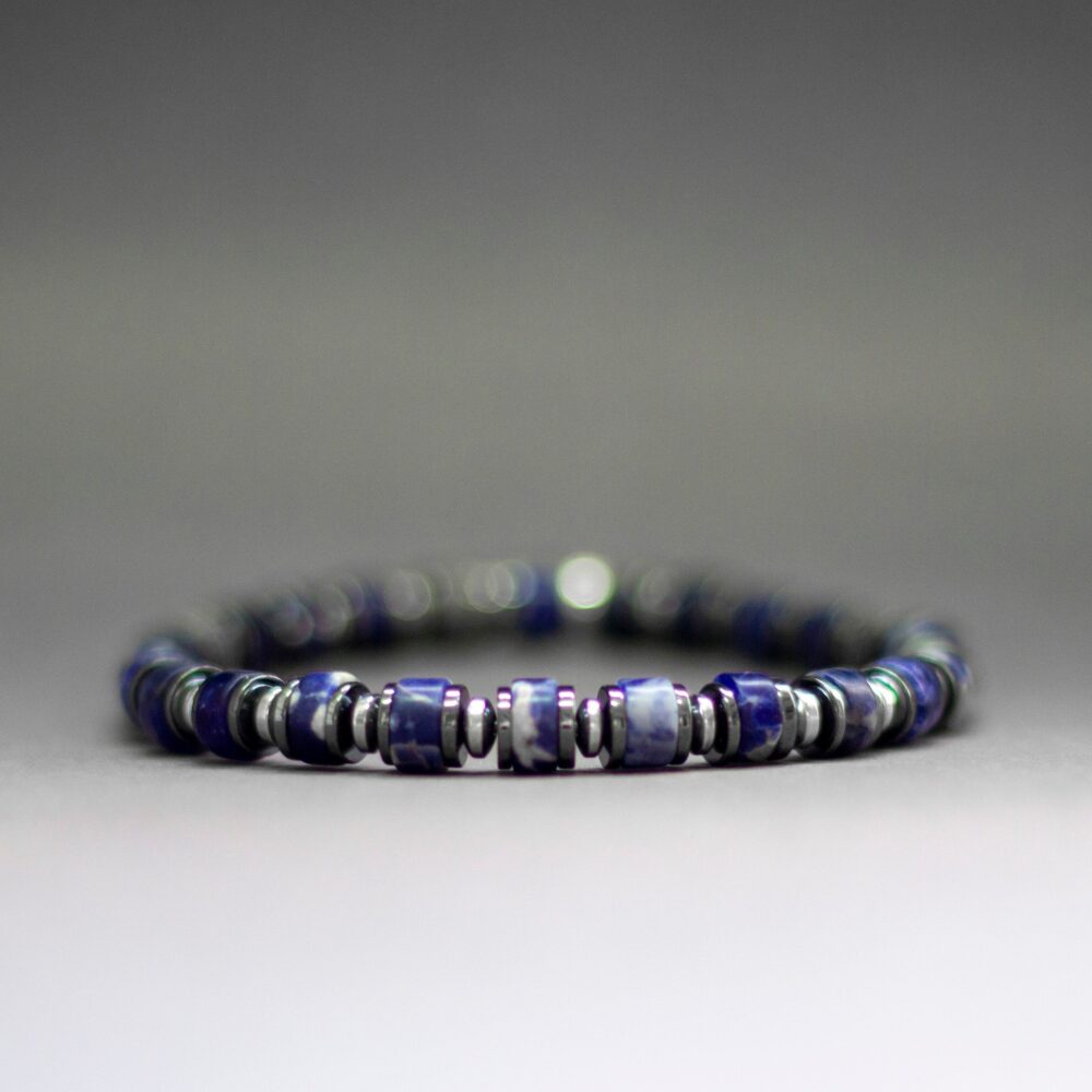 Sodalite and Hematite – Light Halo Collection 6mm - Aquarius Stones