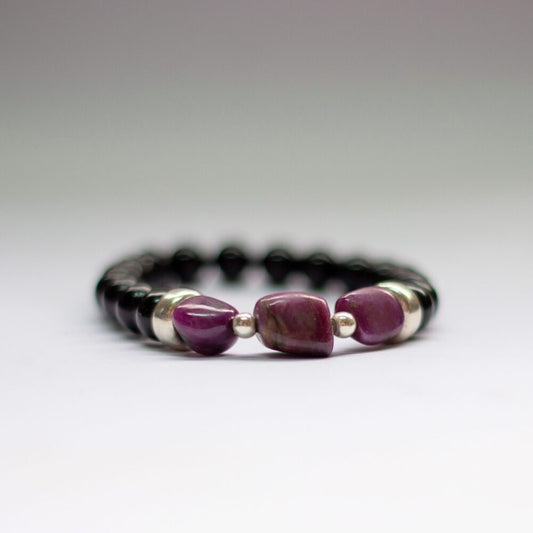 Ruby and Black Tourmaline Bracelet β 8mm - Aquarius Stones