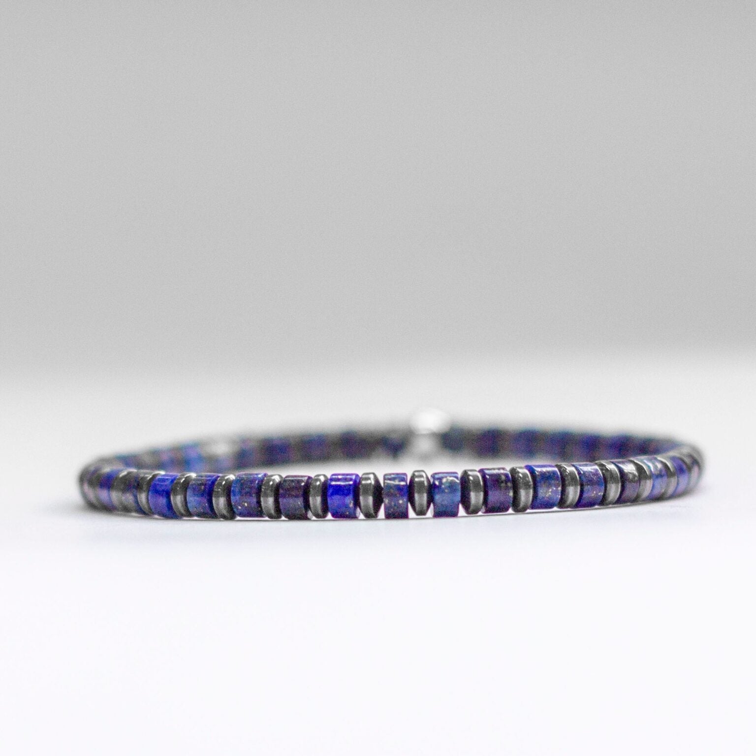 Lapis Lazuli and Grey Hematite Bracelet 4mm – Pulse Collection - Aquarius Stones