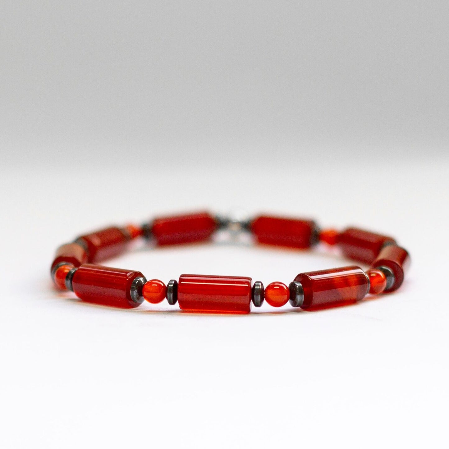 Carnelian and Hematite Bracelet 5mm – Pulse Collection - Aquarius Stones