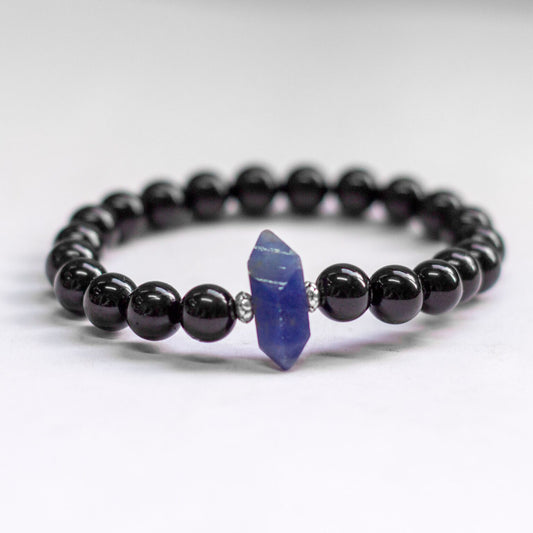 Sapphire and Black Tourmaline Bracelet – 8mm (small) - Aquarius Stones
