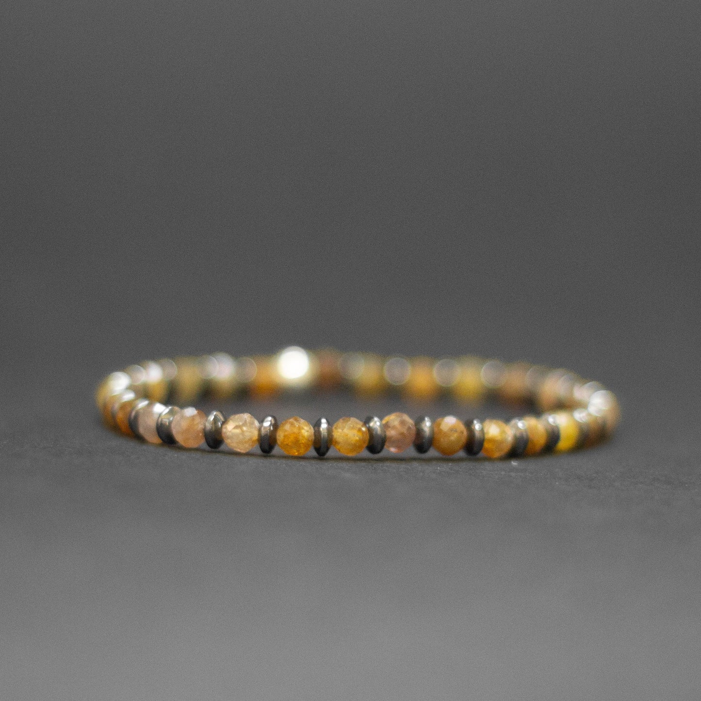 Yellow Sapphire and Silver Hematite bracelet 4mm – Pulse Collection