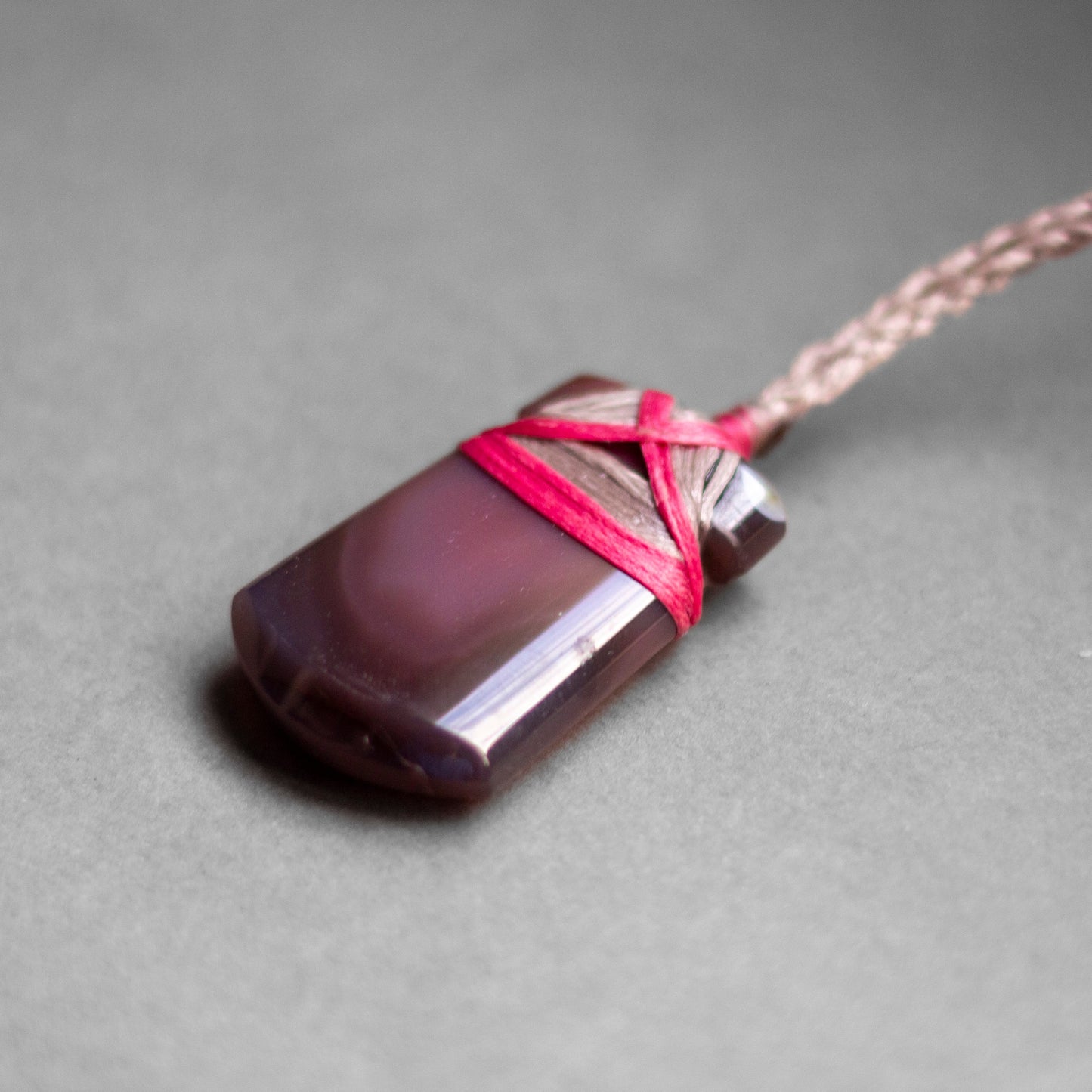 Pink Agate Toki Necklace (Chalcedony) - Aquarius Stones