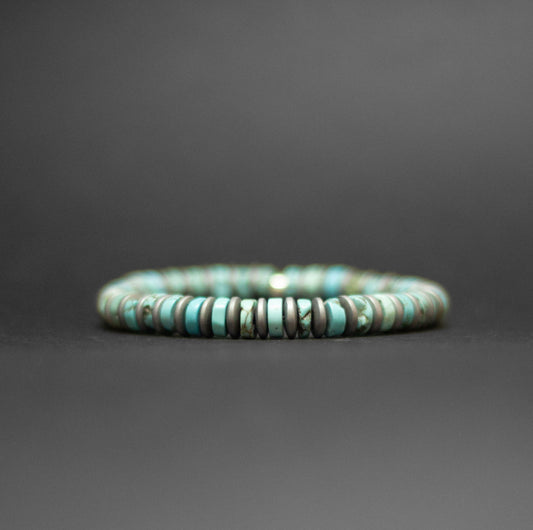 Terra Flow Bracelet - Turquoise and Hematite Bracelet 8mm - Aquarius Stones