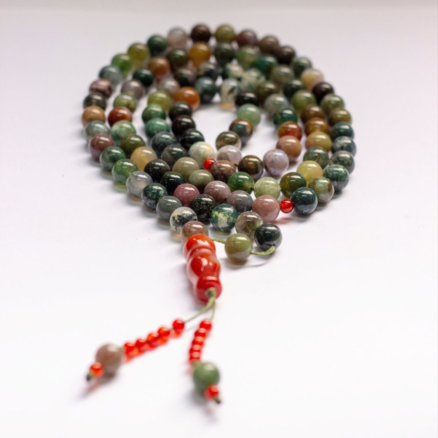 Moss Agate Rosary (100 Beads) 8mm - Aquarius Stones