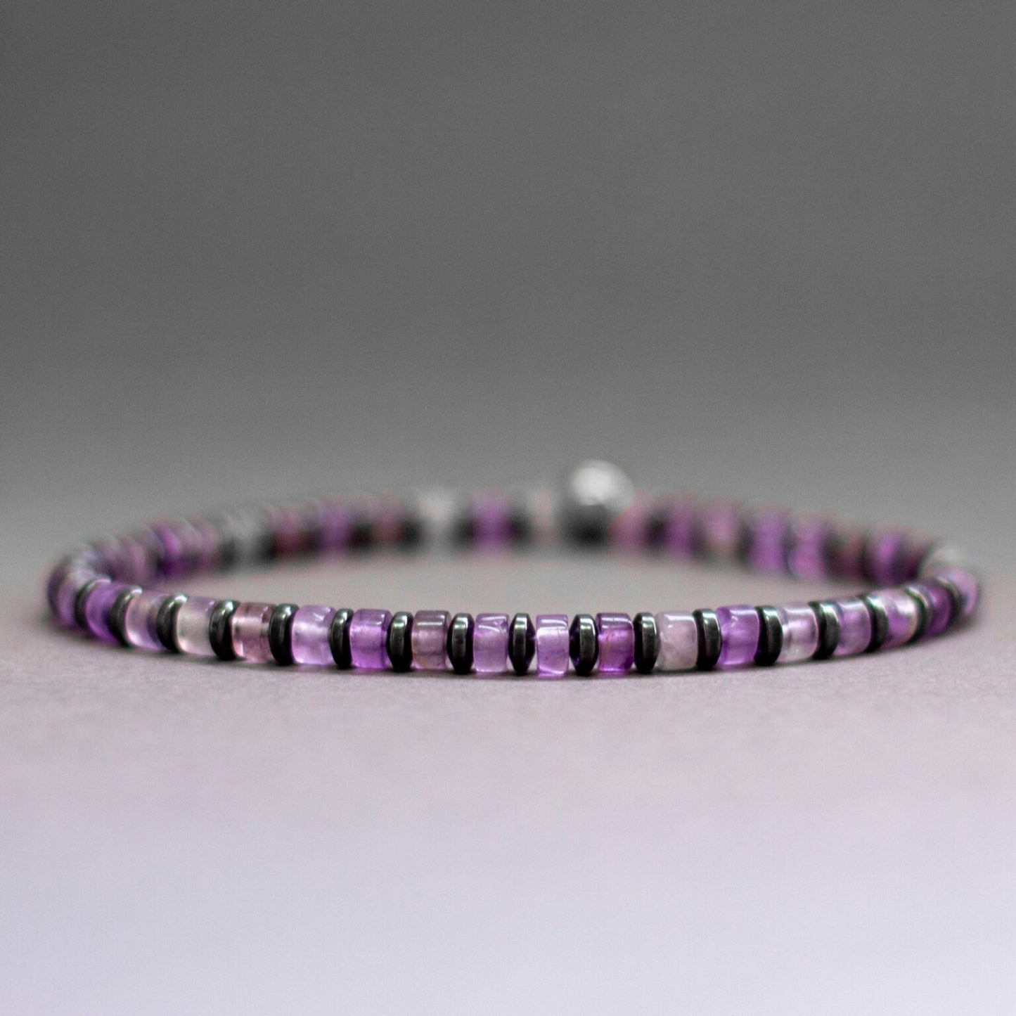 Amethyst and Grey Hematite 4mm – Pulse Collection - Aquarius Stones