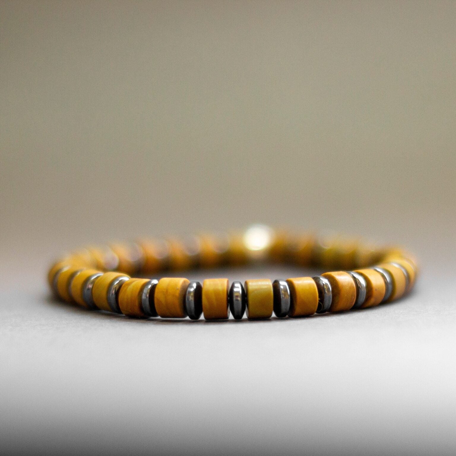 Picture Jasper and Hematite Bracelet 6mm - Aquarius Stones