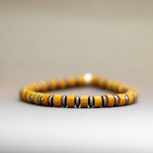Picture Jasper and Hematite Bracelet 6mm - Aquarius Stones