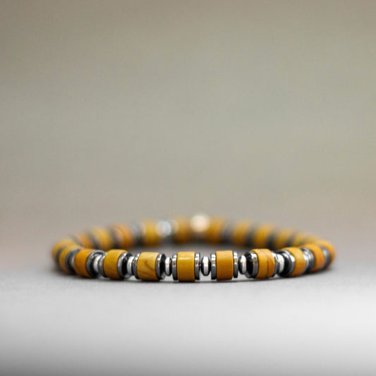 Picture Jasper and Hematite Bracelet 6mm – Light Halo collection - Aquarius Stones