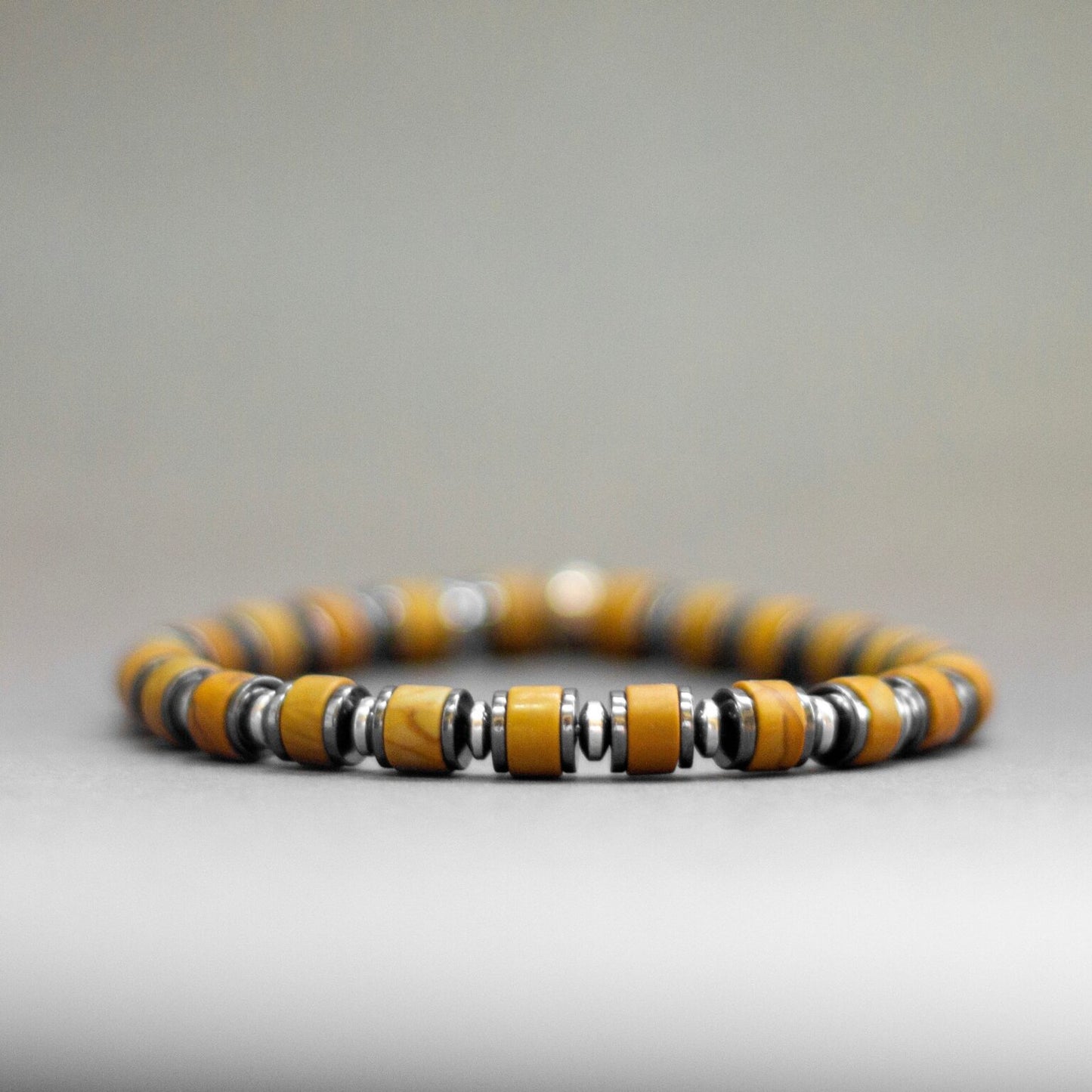 Picture Jasper and Hematite Bracelet 6mm – Light Halo collection - Aquarius Stones