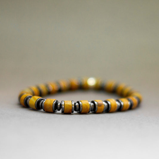 Picture Jasper and Hematite Bracelet 6mm – Dark Halo collection - Aquarius Stones