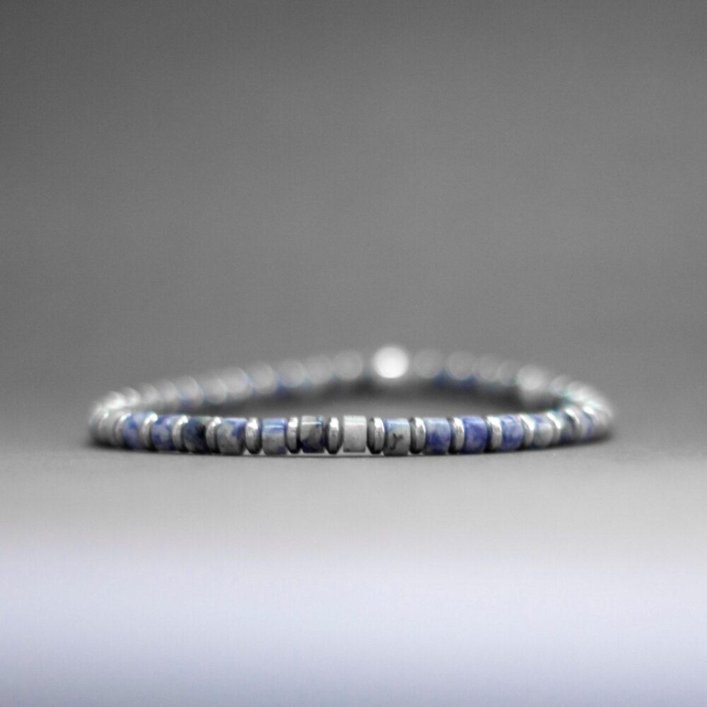 Sodalite and Silver Hematite Bracelet 4mm – Pulse Collection - Aquarius Stones