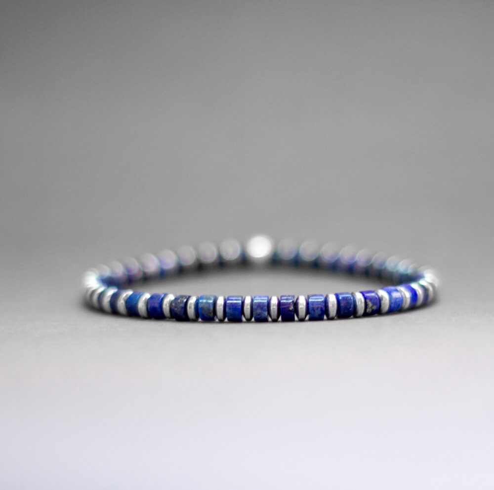 Lapis Lazuli and Silver Hematite Bracelet 4mm – Pulse Collection - Aquarius Stones