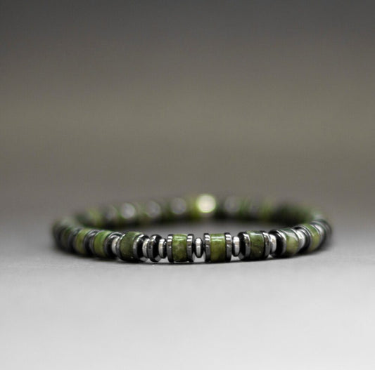 Jade and Hematite – Light Halo Collection 6mm - Aquarius Stones