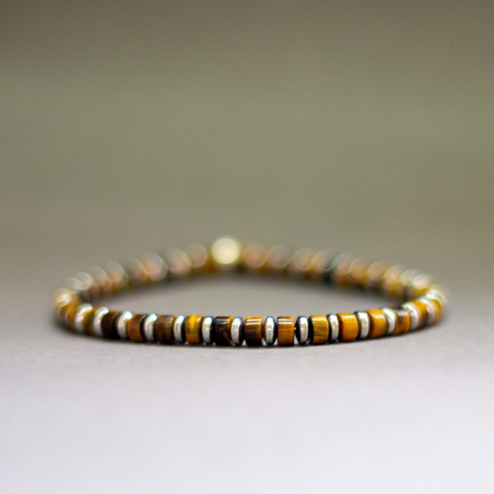 Tiger-Eye and Silver Hematite Bracelet 4mm – Pulse Collection - Aquarius Stones