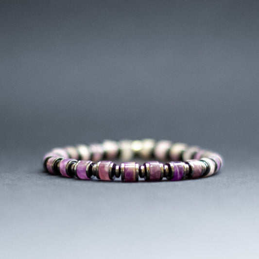 Amethyst and Grey Hematite 6mm – Halo Collection - Aquarius Stones