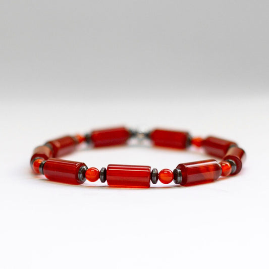 Carnelian and Hematite Bracelet 5mm – Pulse Collection - Aquarius Stones