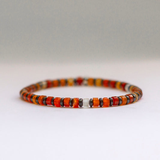 Carnelian and Grey Hematite Bracelet 4mm (flat) – Pulse Collection - Aquarius Stones