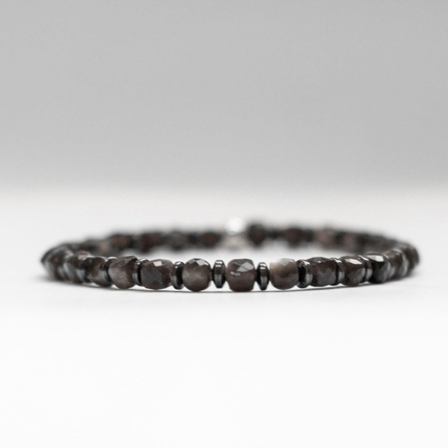 Obsidian and Grey Hematite Bracelet 4mm – Pulse Collection - Aquarius Stones