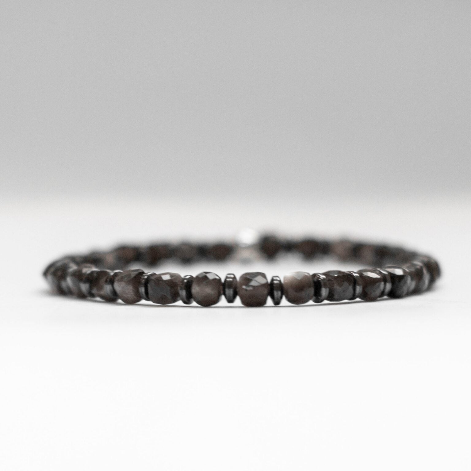 Obsidian and Grey Hematite Bracelet 4mm – Pulse Collection - Aquarius Stones