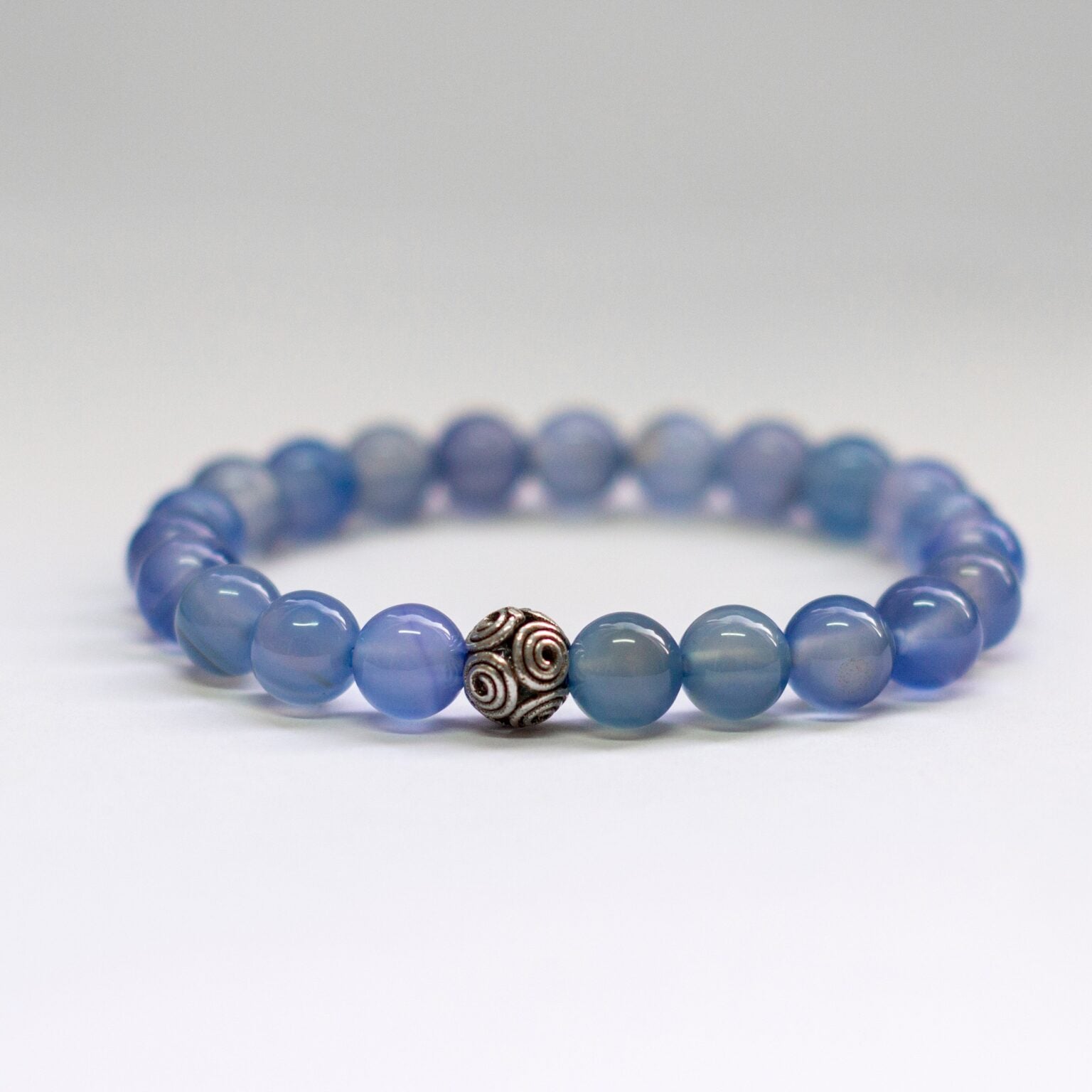 Blue Agate Bracelet (Blue Chalcedony) 8mm - Aquarius Stones