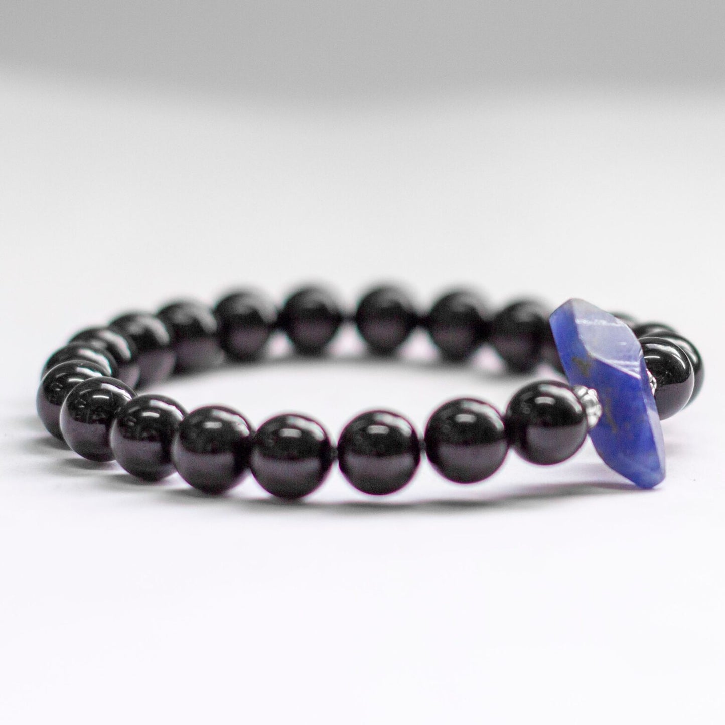 Sapphire and Black Tourmaline Bracelet – 8mm (small) - Aquarius Stones