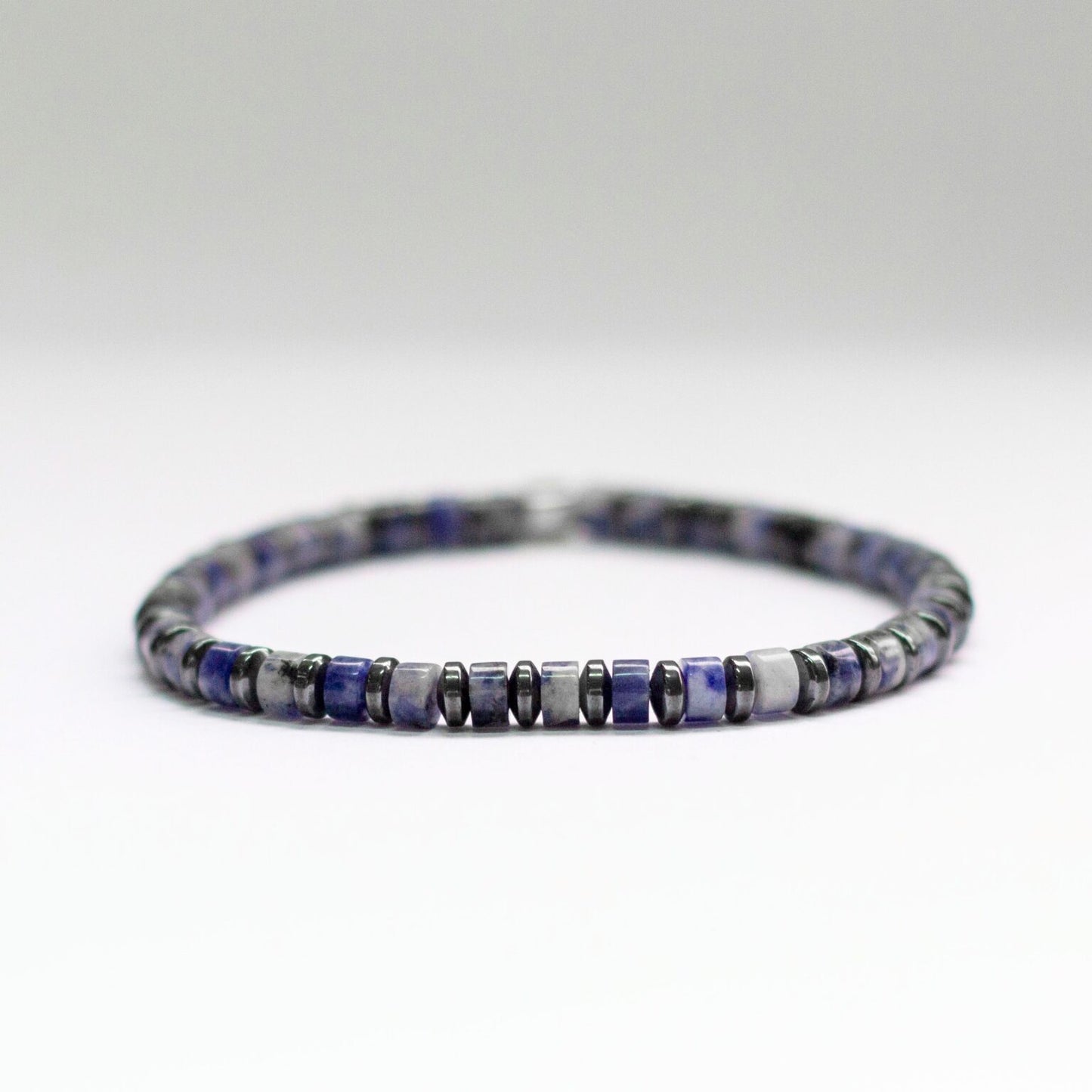 Sodalite and Grey Hematite Bracelet 4mm – Pulse Collection - Aquarius Stones