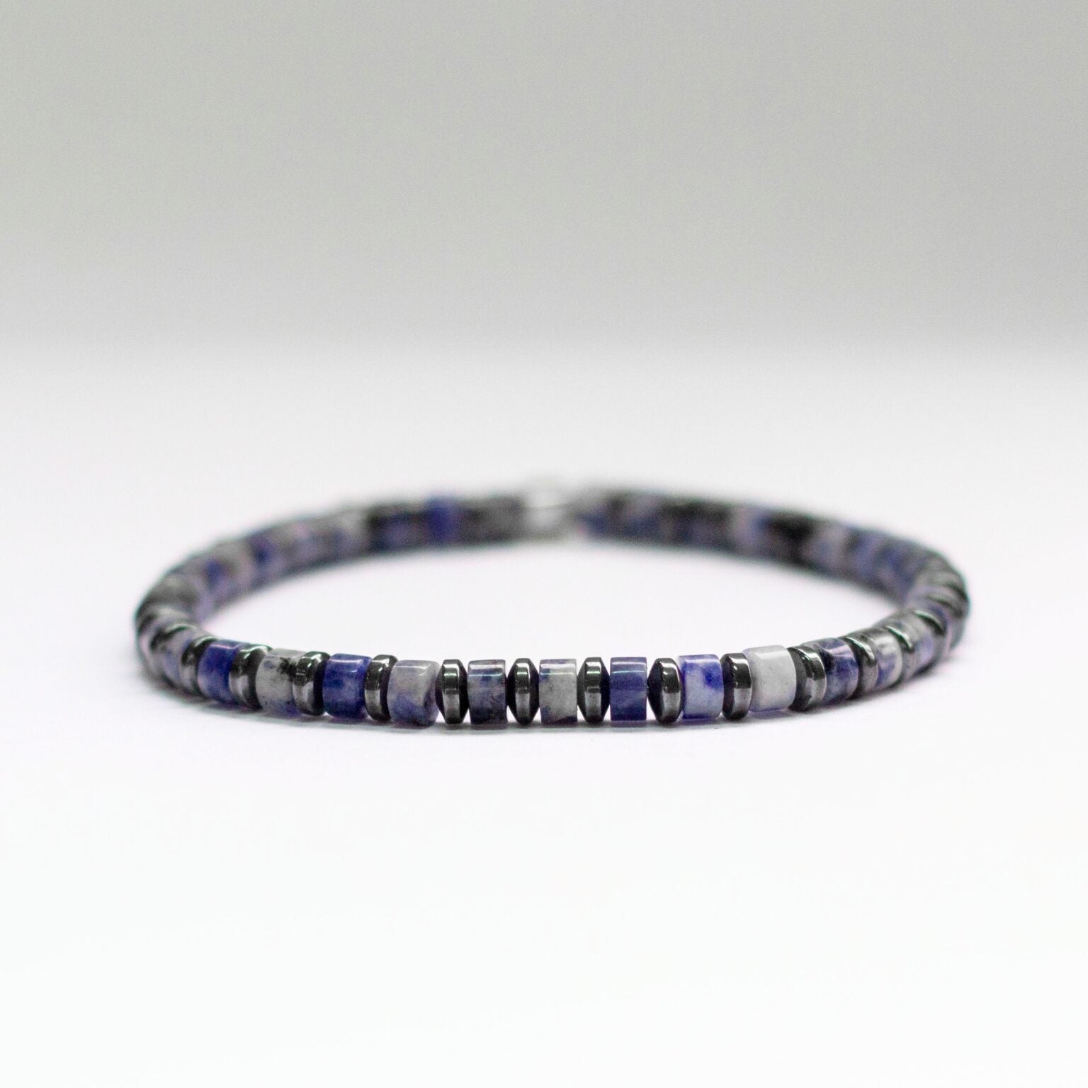 Sodalite and Grey Hematite Bracelet 4mm – Pulse Collection - Aquarius Stones