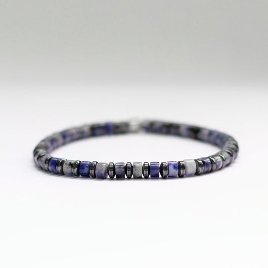 Sodalite and Grey Hematite Bracelet 4mm – Pulse Collection - Aquarius Stones