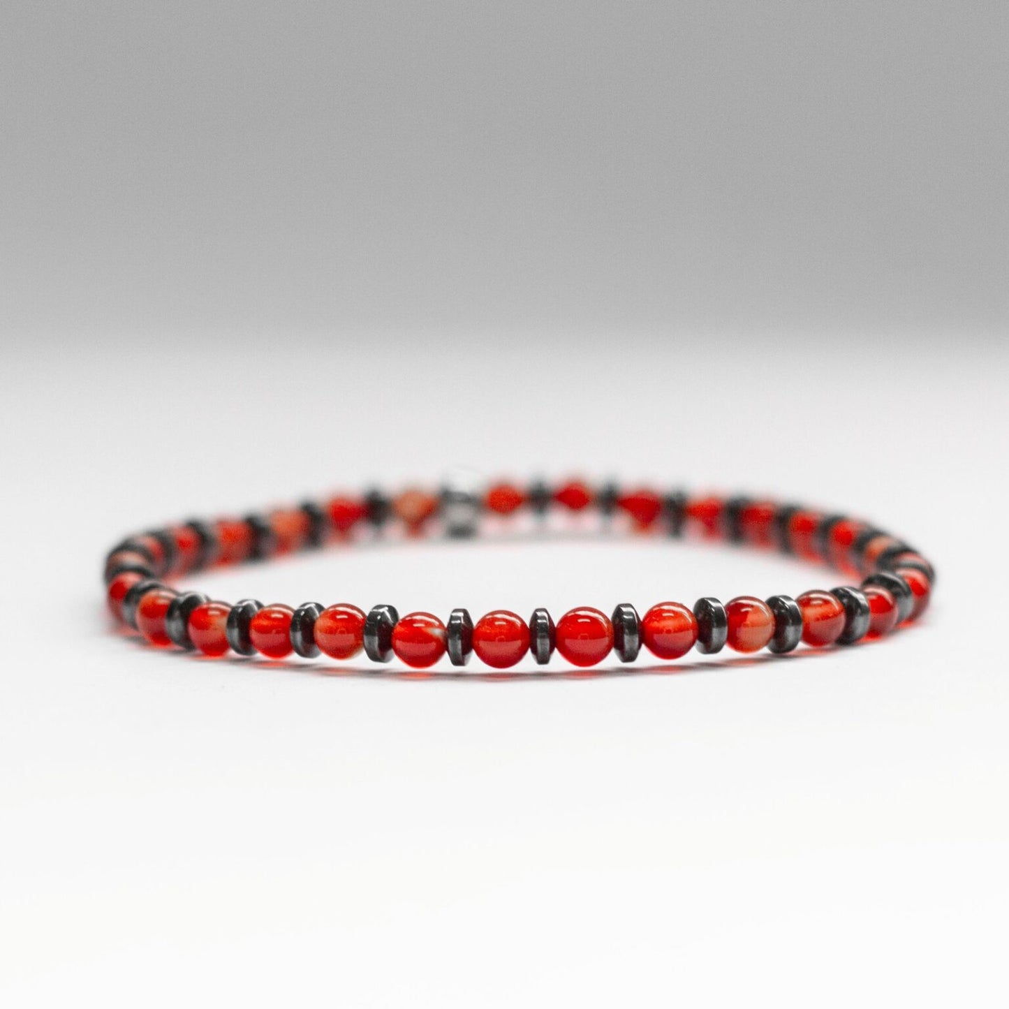 Carnelian and Grey Hematite Bracelet 4mm – Pulse Collection - Aquarius Stones