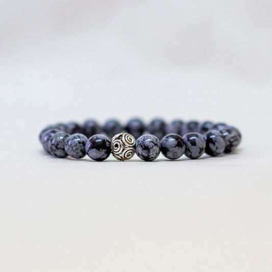 Snowflake Obsidian Bracelet – 8mm - Aquarius Stones