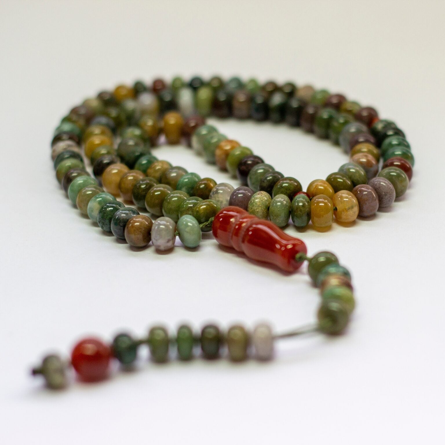 Moss Agate Rosary (100 Beads) 8mm flat - Aquarius Stones