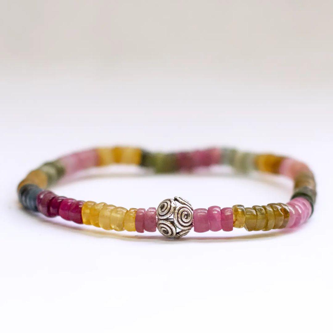 Multicolor Tourmaline Bracelet – 6mm - Aquarius Stones