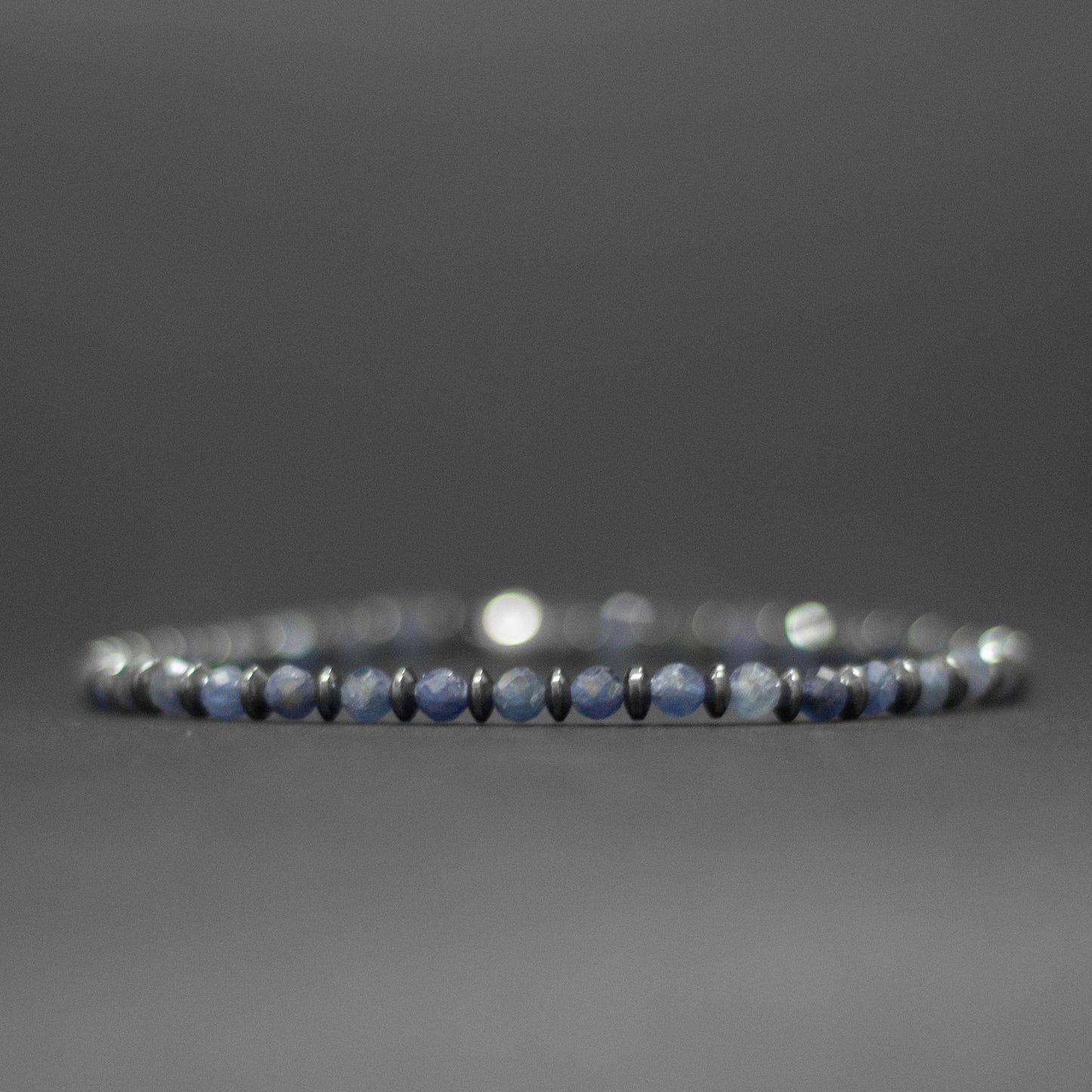 Blue Sapphire and Silver Hematite bracelet 4mm – Pulse Collection