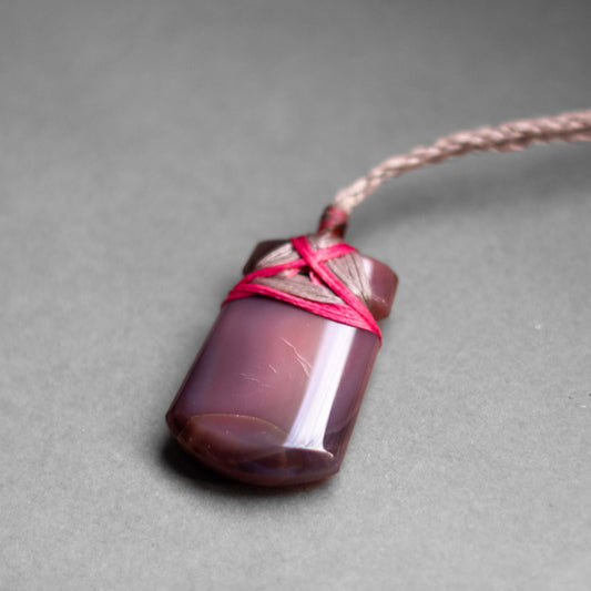 Pink Agate Toki Necklace (Chalcedony) - Aquarius Stones