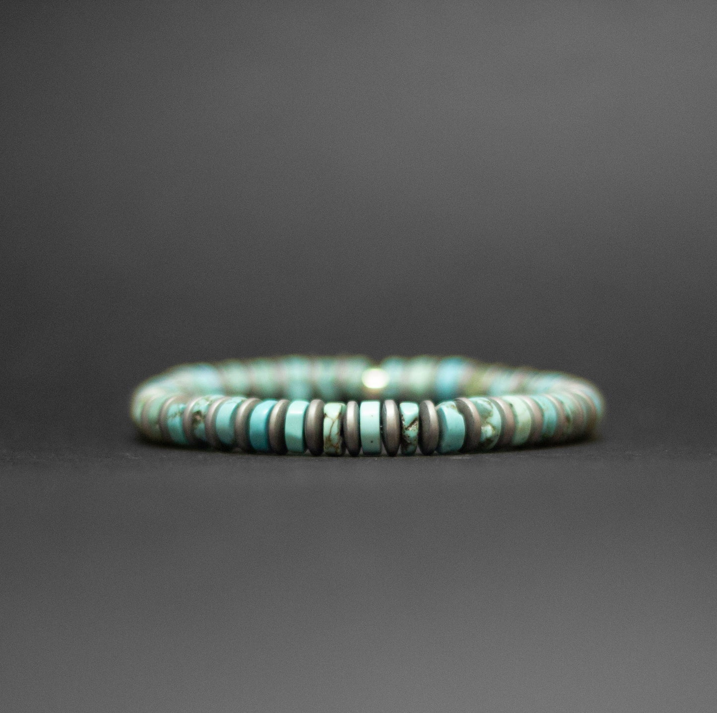 Terra Flow Bracelet -  Turquoise and Hematite Bracelet 8mm - Aquarius Stones