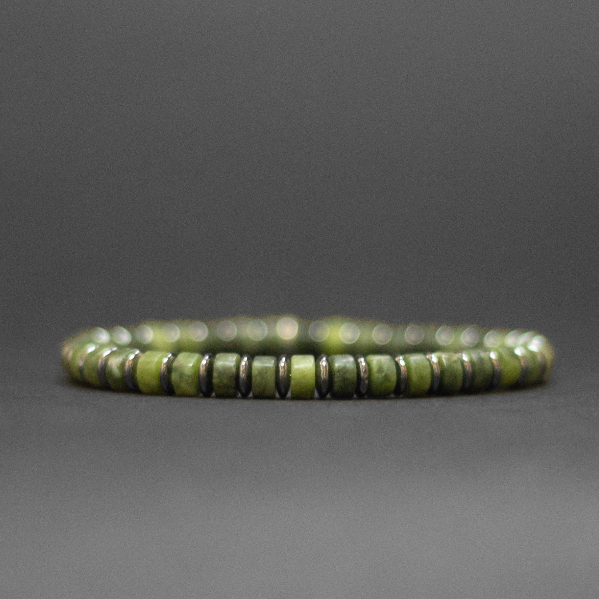 Jade and Hematite – Halo Collection 6mm - Aquarius Stones