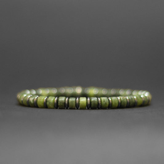 Jade and Hematite – Halo Collection 6mm - Aquarius Stones